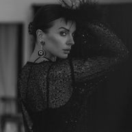 Enchanting Night - Black Sheer Robe with Beads, Sequins, and Feathered Sleeves
