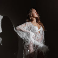 Celestial Sparkle Bridal Robe with Feathers
