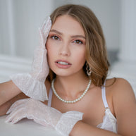 Sparkly Tulle White Glitter Bridal Gloves