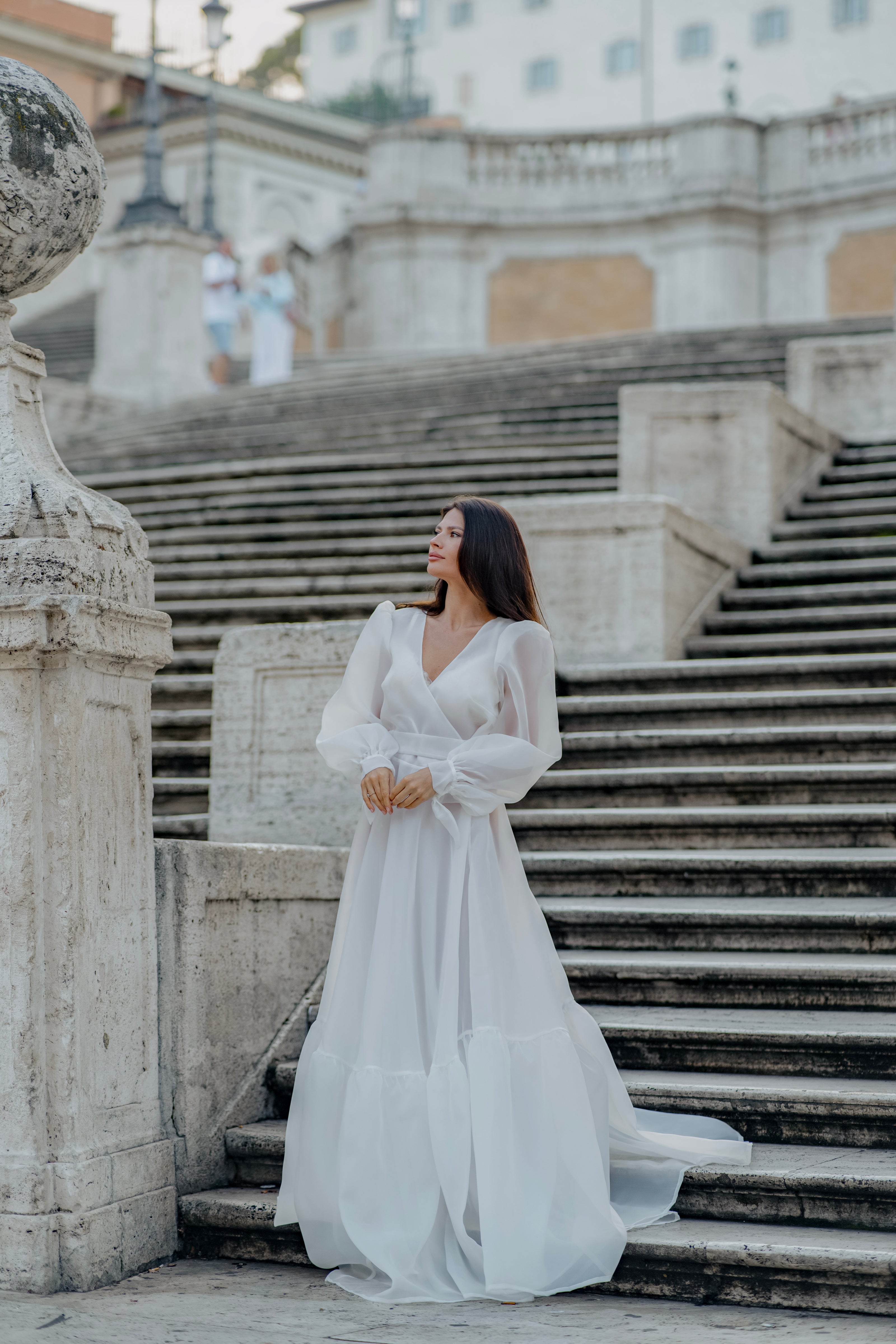 Milky Organza Wedding Dress: Transparent Beach Bridal Gown