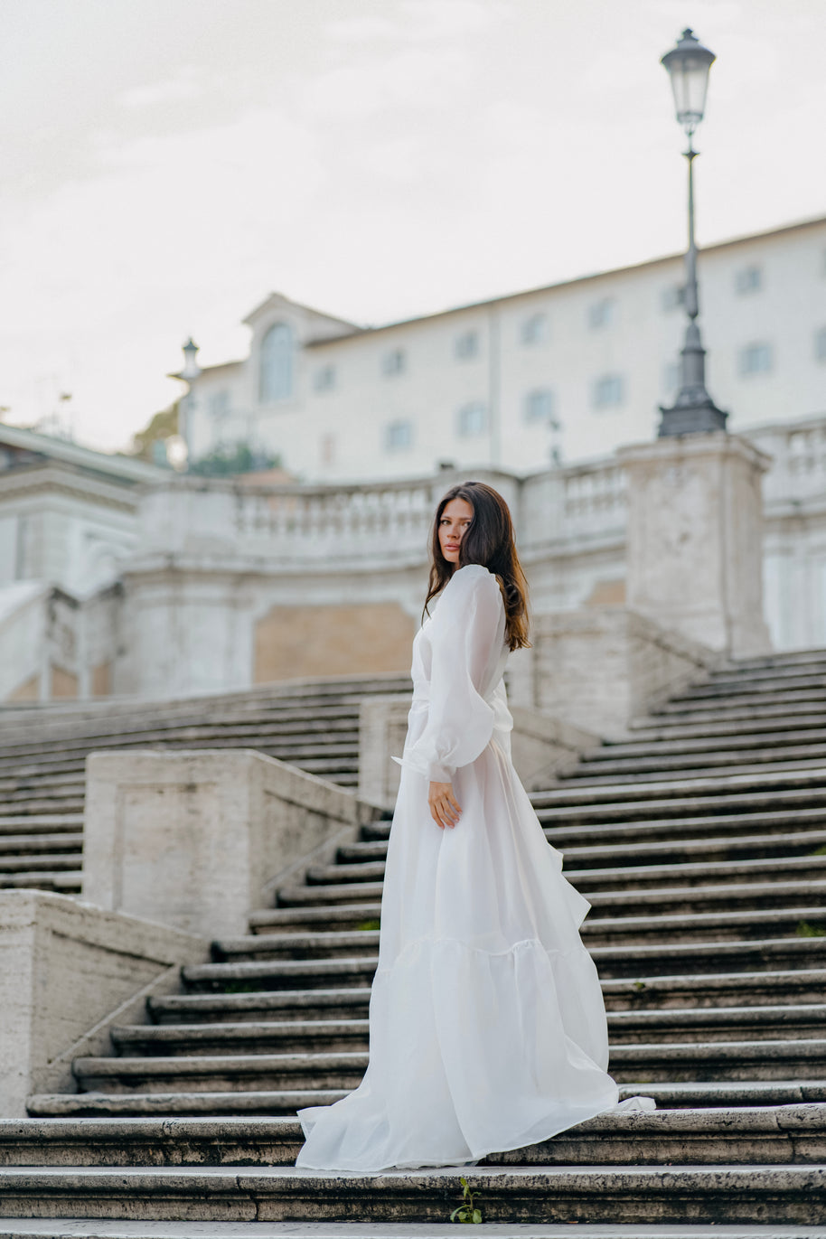 Milky Organza Wedding Dress: Transparent Beach Bridal Gown
