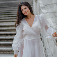 Milky Organza Wedding Dress: Transparent Beach Bridal Gown