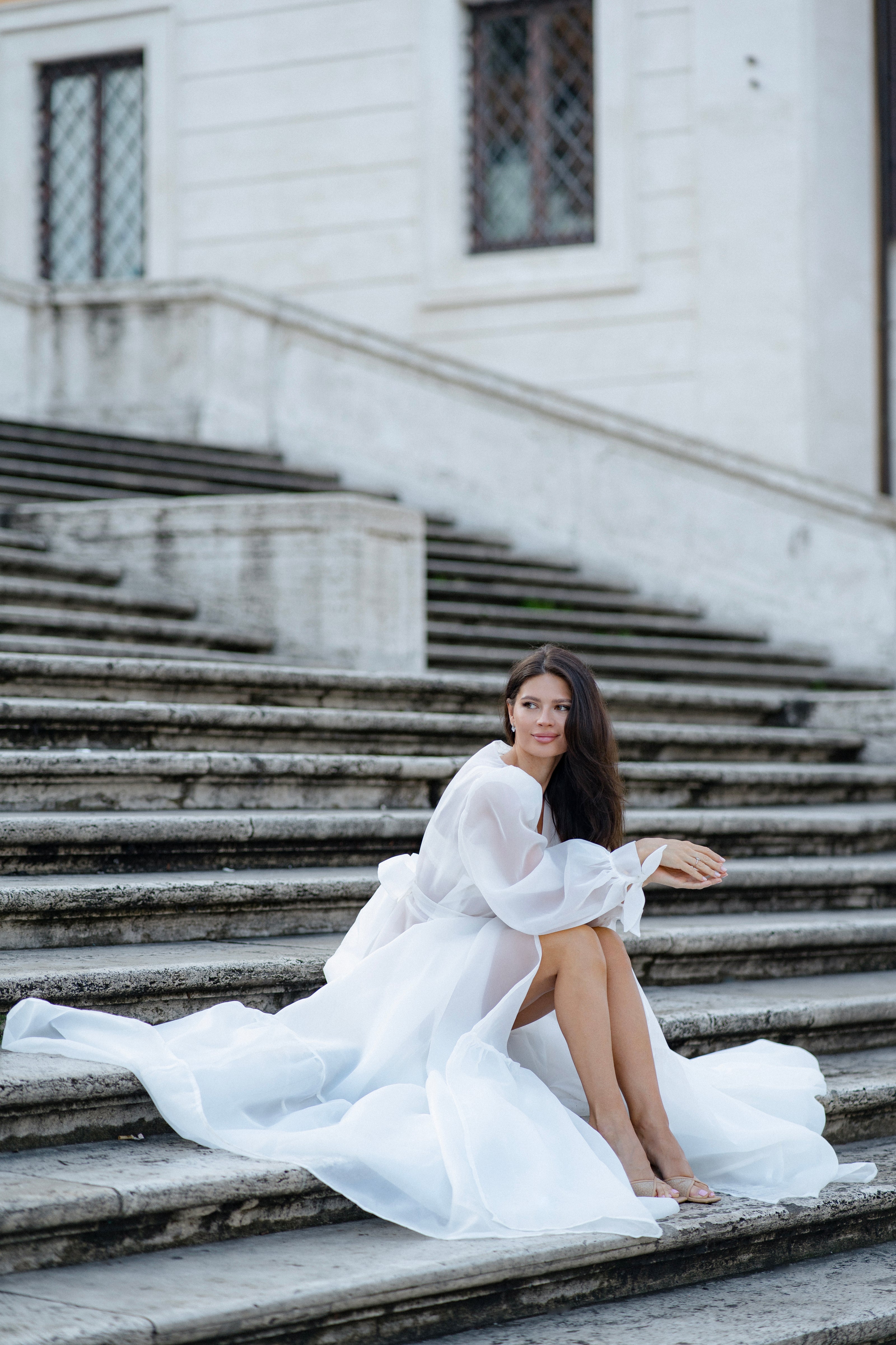 Milky Organza Wedding Dress: Transparent Beach Bridal Gown