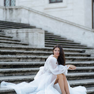 Milky Organza Wedding Dress: Transparent Beach Bridal Gown
