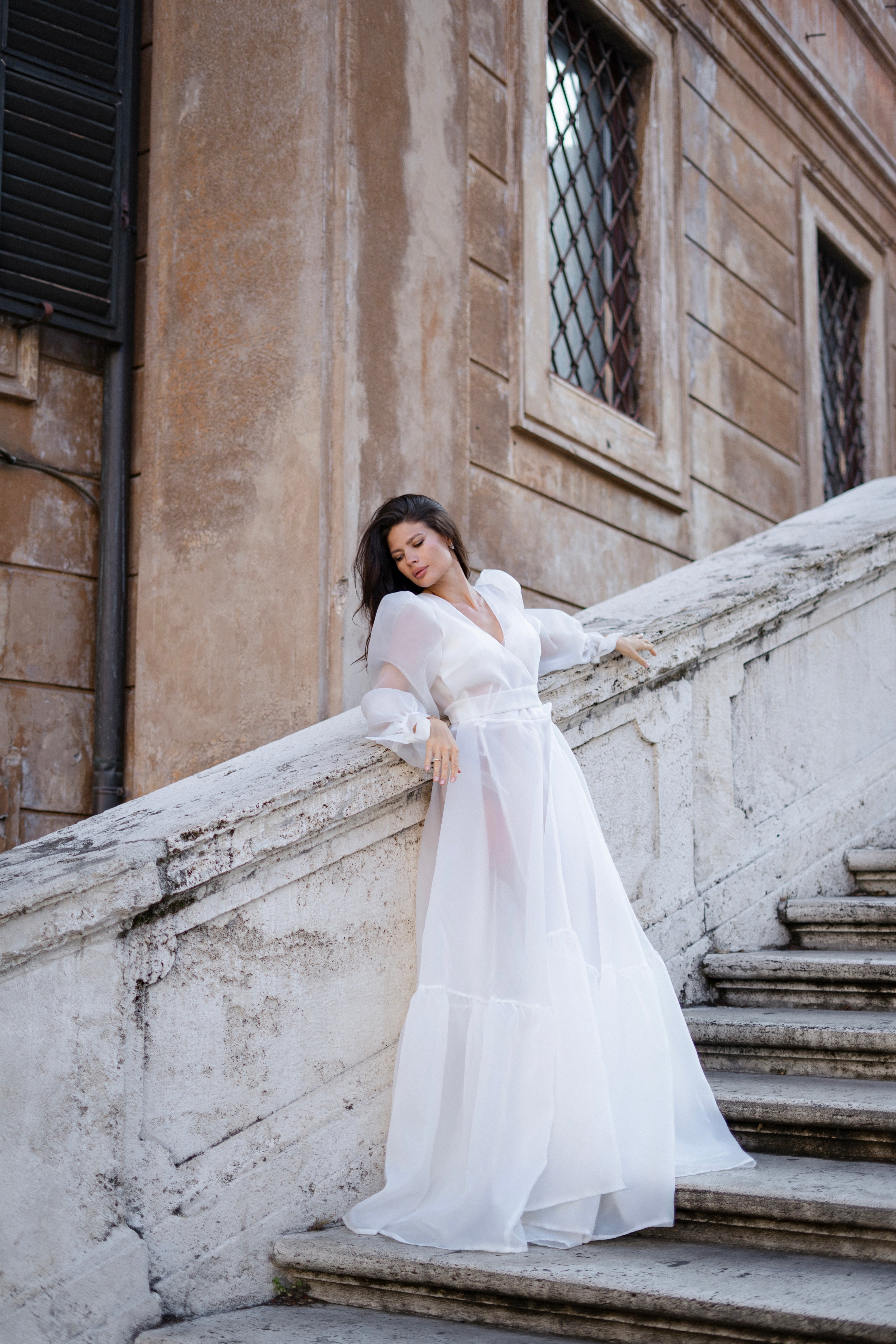 Milky Organza Wedding Dress: Transparent Beach Bridal Gown