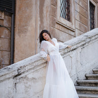 Milky Organza Wedding Dress: Transparent Beach Bridal Gown