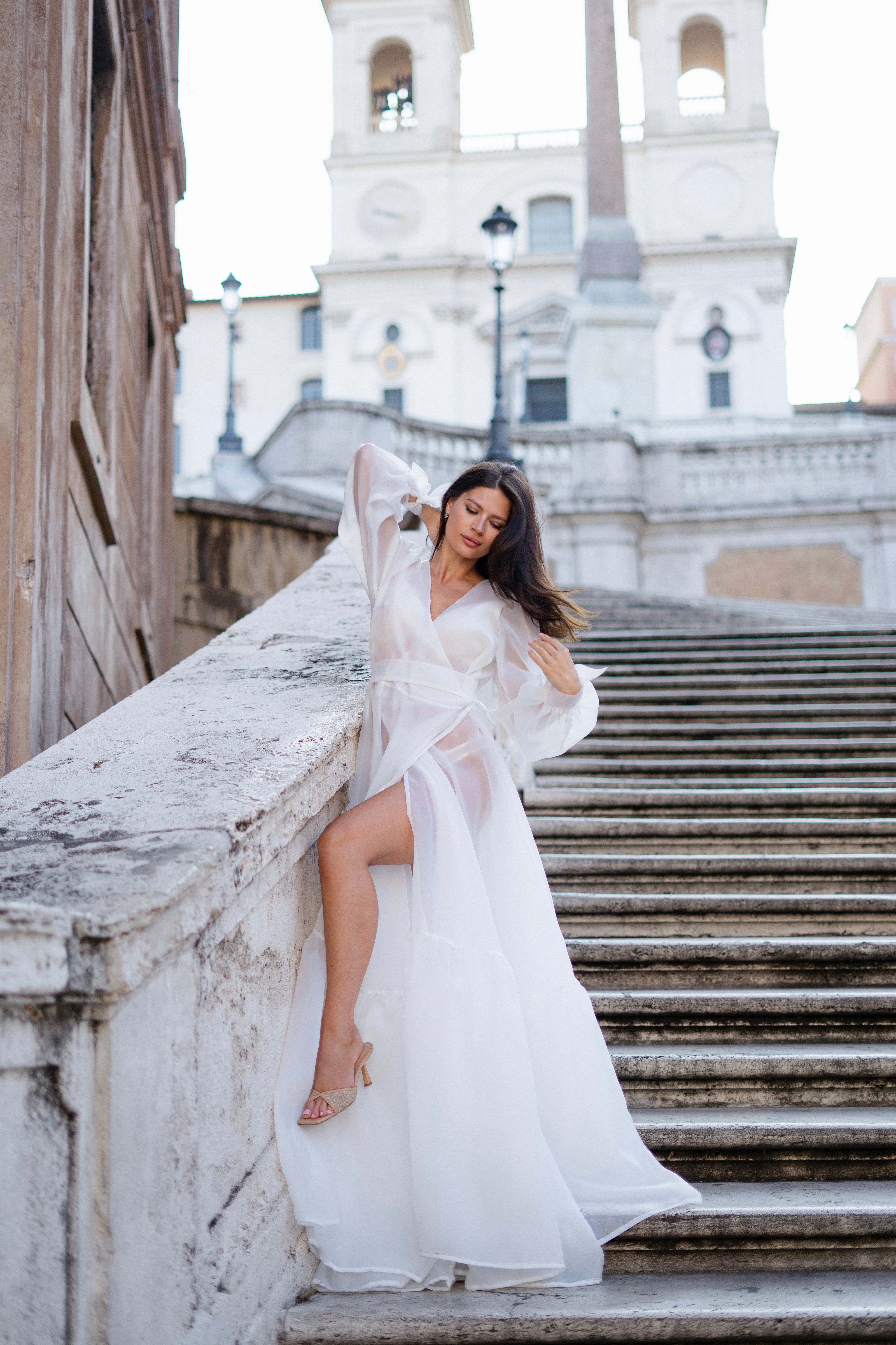 Milky Organza Wedding Dress: Transparent Beach Bridal Gown