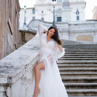 Milky Organza Wedding Dress: Transparent Beach Bridal Gown