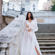 Milky Organza Wedding Dress: Transparent Beach Bridal Gown