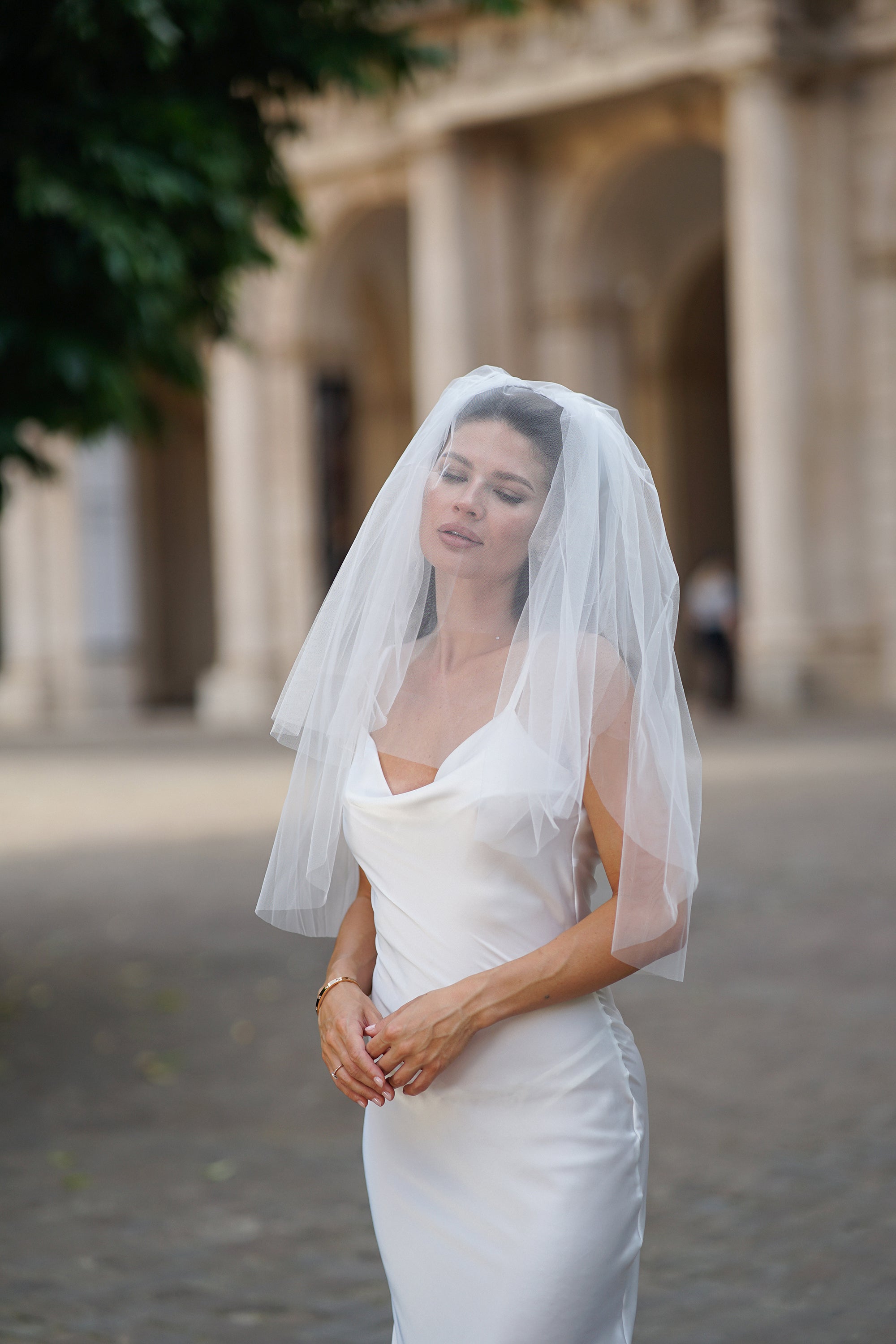 Delicate Two-Tier Tulle Bridal Veil (60 cm)