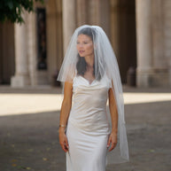 Elegant Two-Tier Tulle Bridal Veil ( 110 cm)