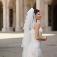 Elegant Two-Tier Tulle Bridal Veil ( 110 cm)