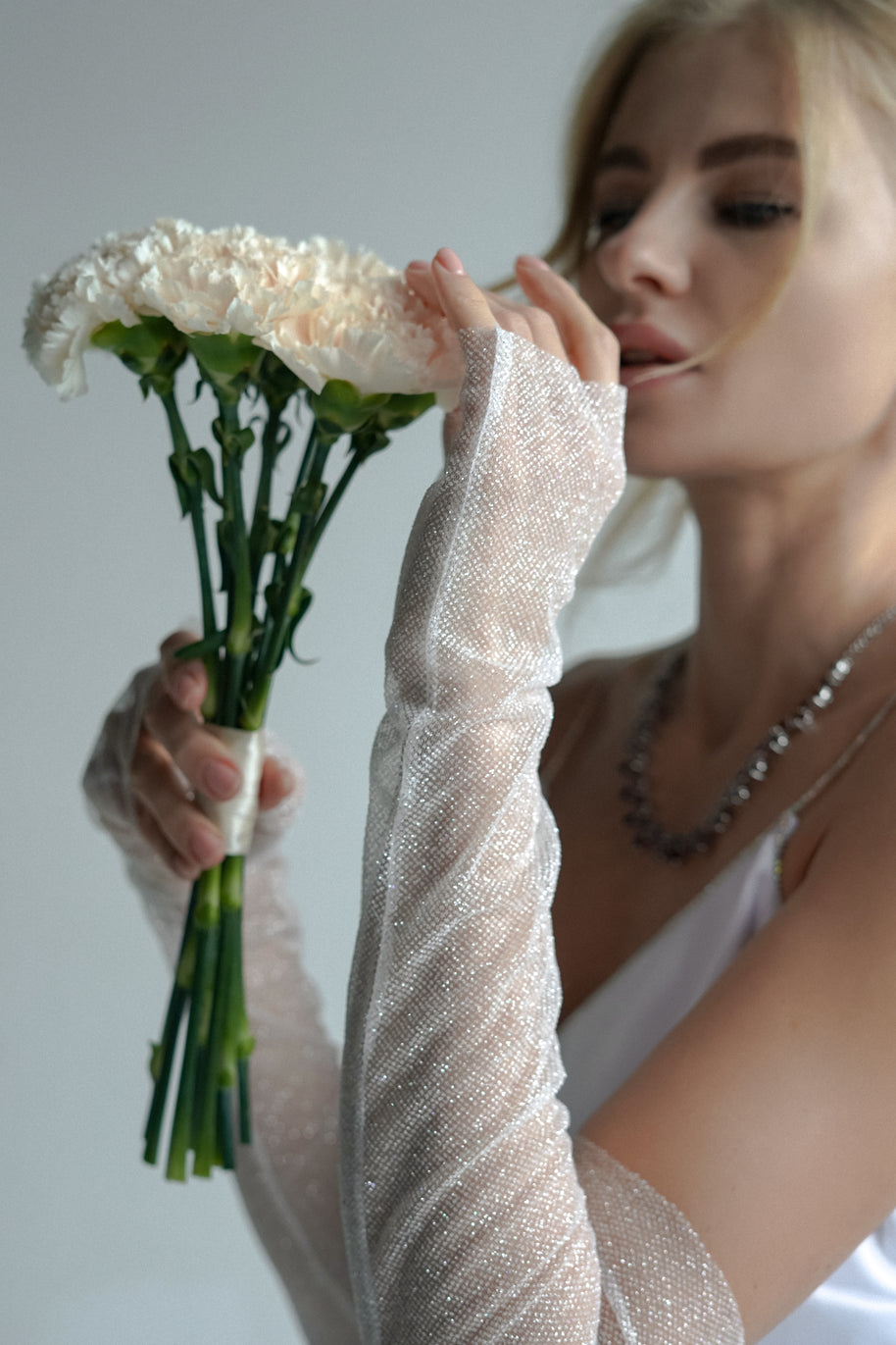 Long Shimmer Fingerless Gloves
