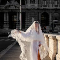 Romantic Ruffled Two-Tier Bridal Veil with Soft Tulle Trim