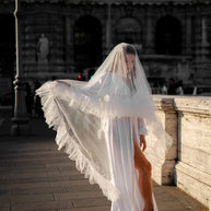 Romantic Ruffled Two-Tier Bridal Veil with Soft Tulle Trim