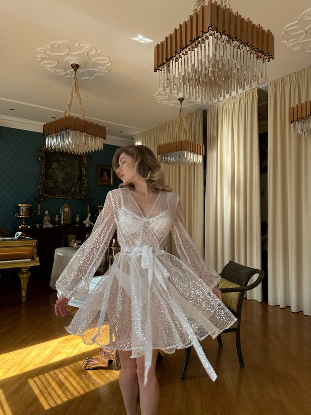 Éclisse - Sequin Bridal Transparent Robe