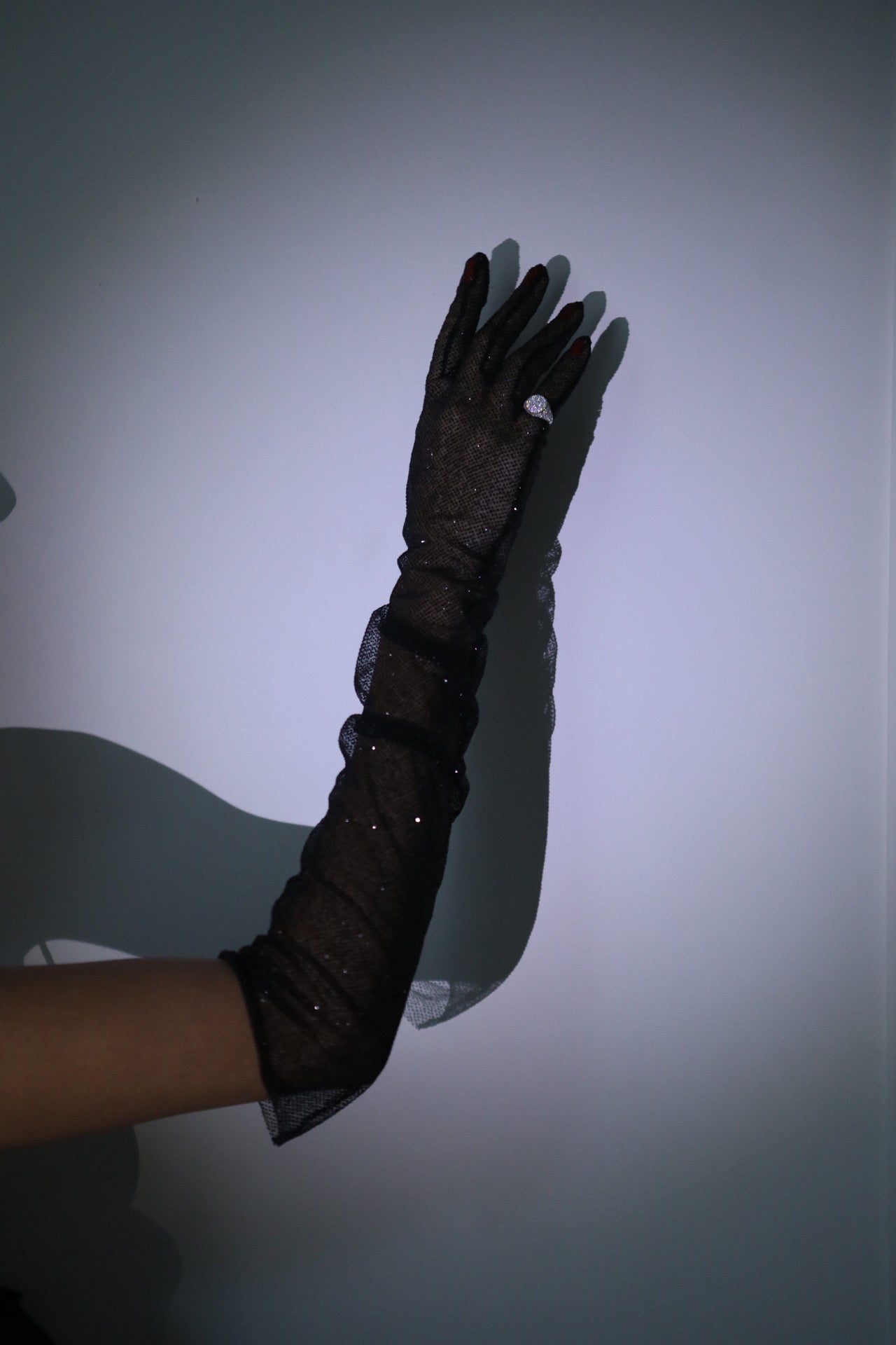 Black Sparkle Transparent  Gloves