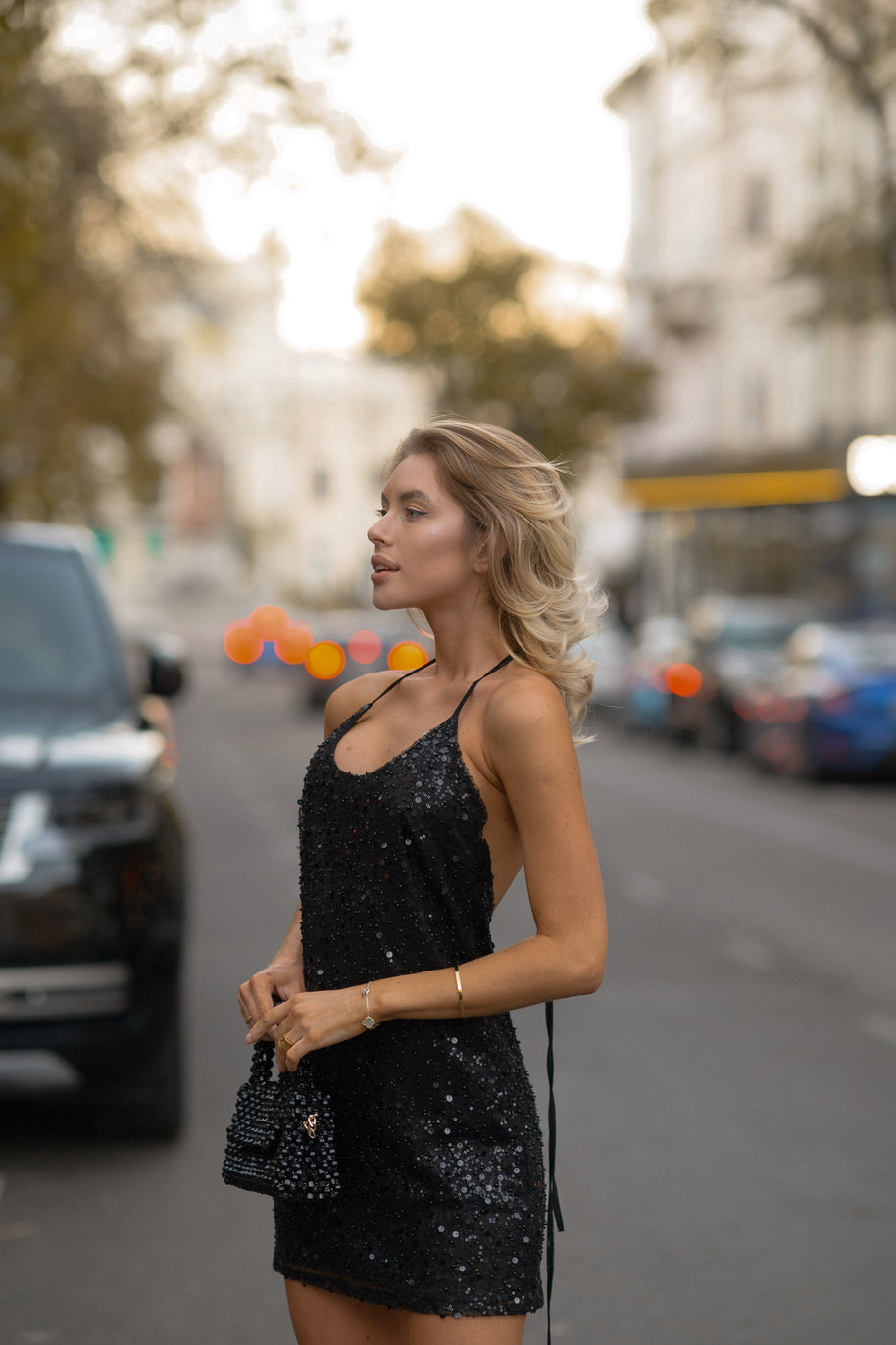 Playful Glamour - Little Black Sparkly Dress