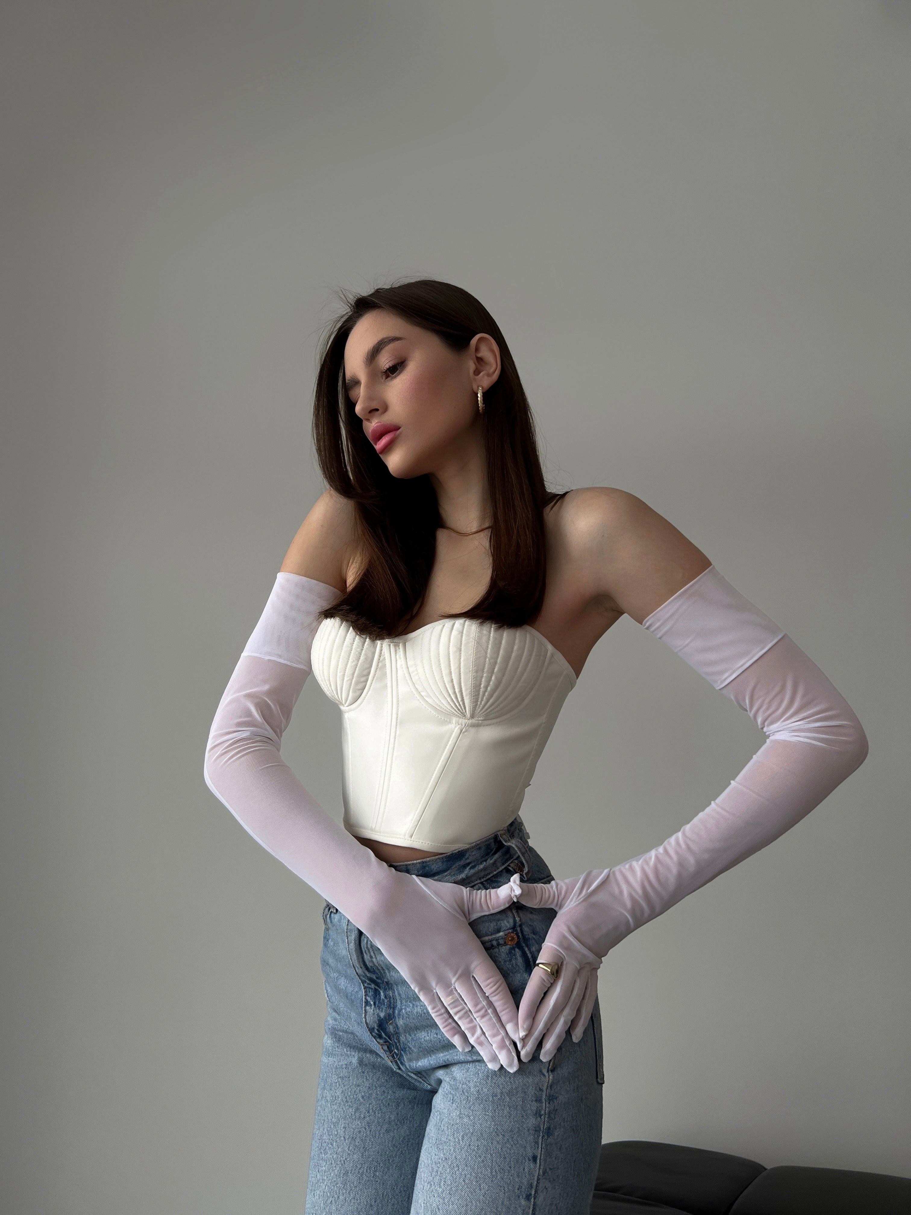 Ethereal Elegance: Long White Mesh
