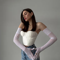 Ethereal Elegance: Long White Mesh