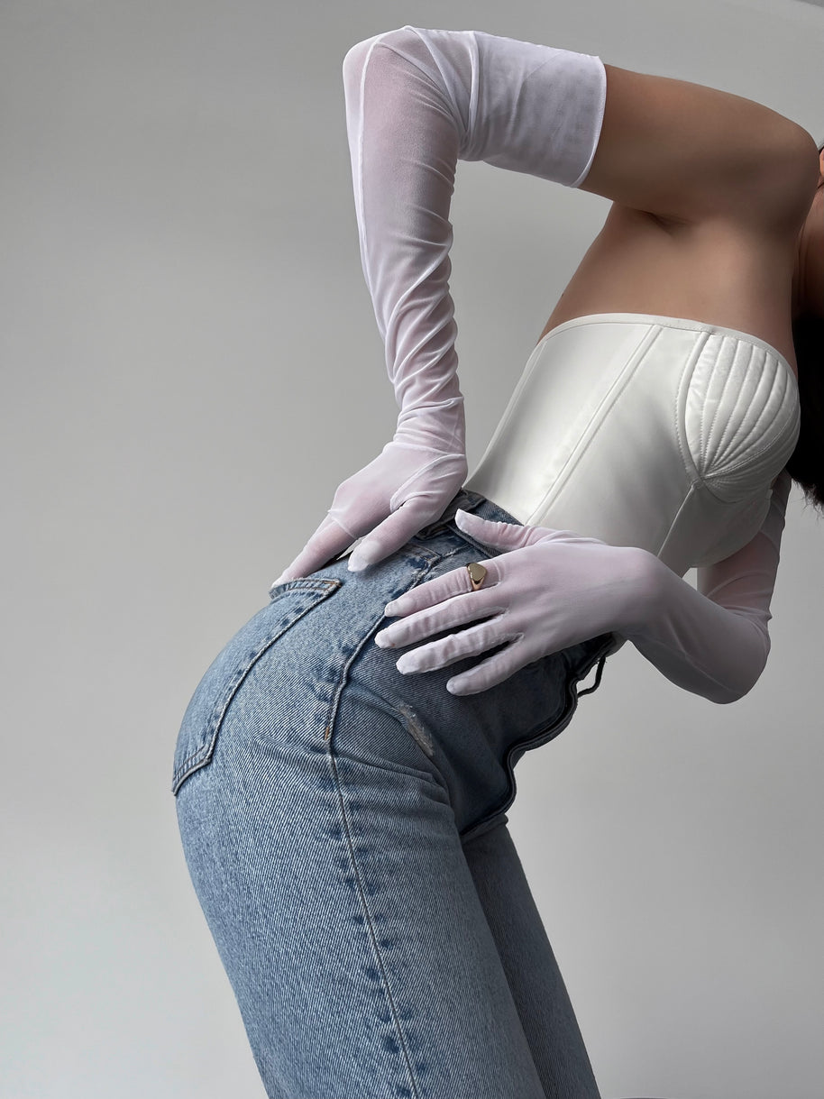 Ethereal Elegance: Long White Mesh