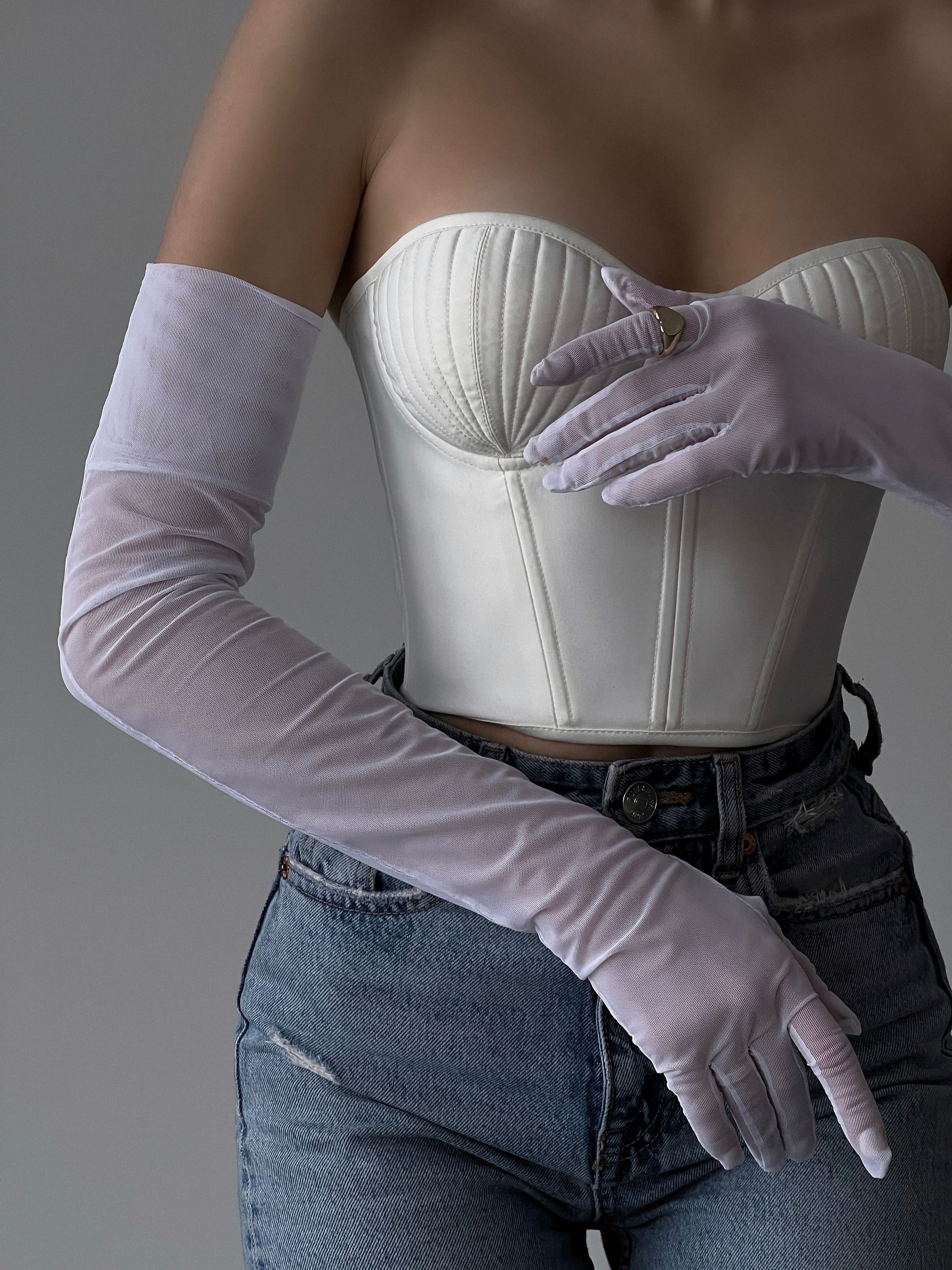 Ethereal Elegance: Long White Mesh