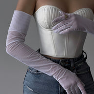 Ethereal Elegance: Long White Mesh