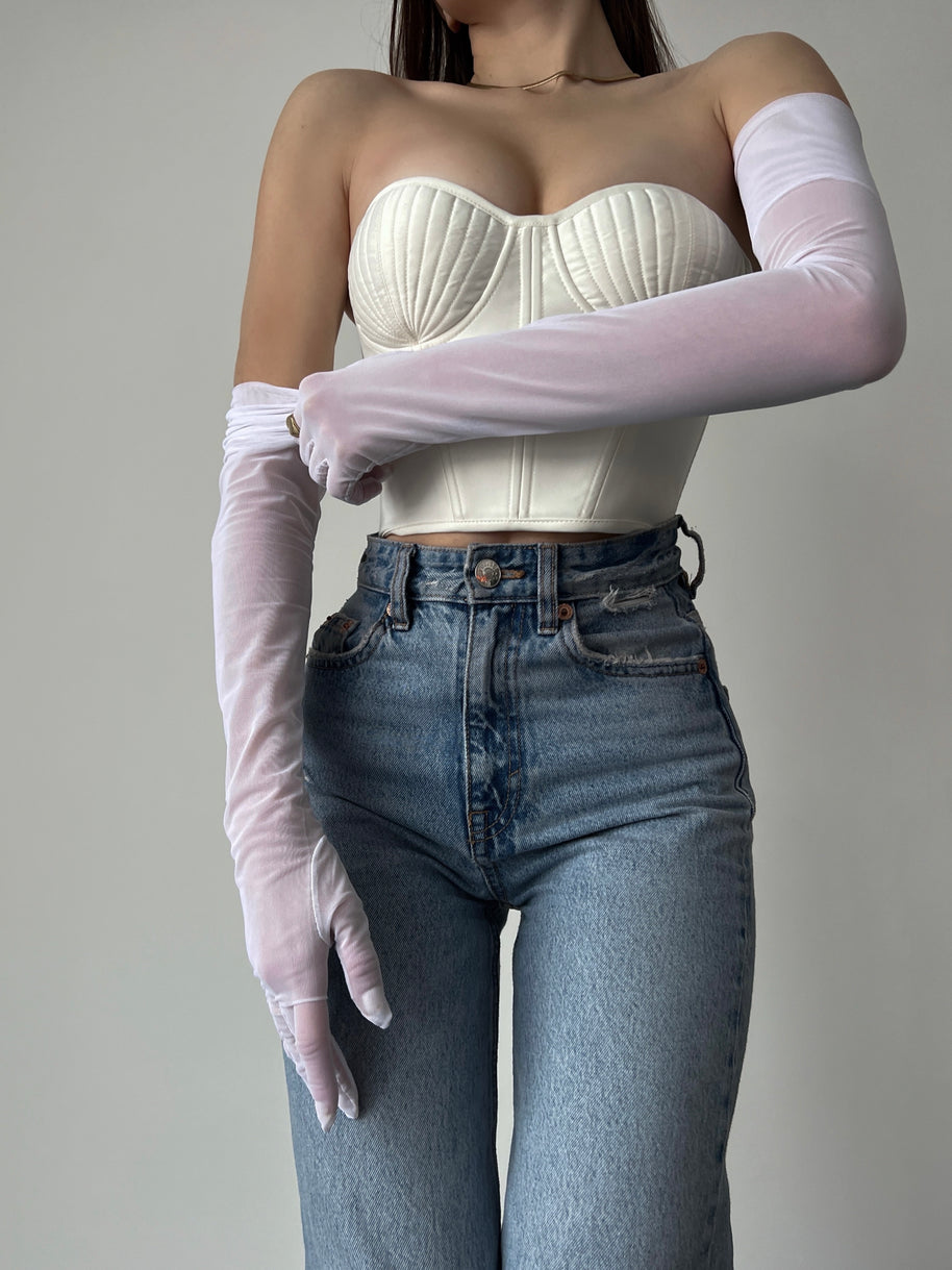 Ethereal Elegance: Long White Mesh