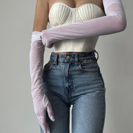 Ethereal Elegance: Long White Mesh