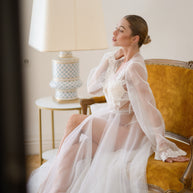 Aurelia - Sheer Bridal Robe with Lace Appliqué