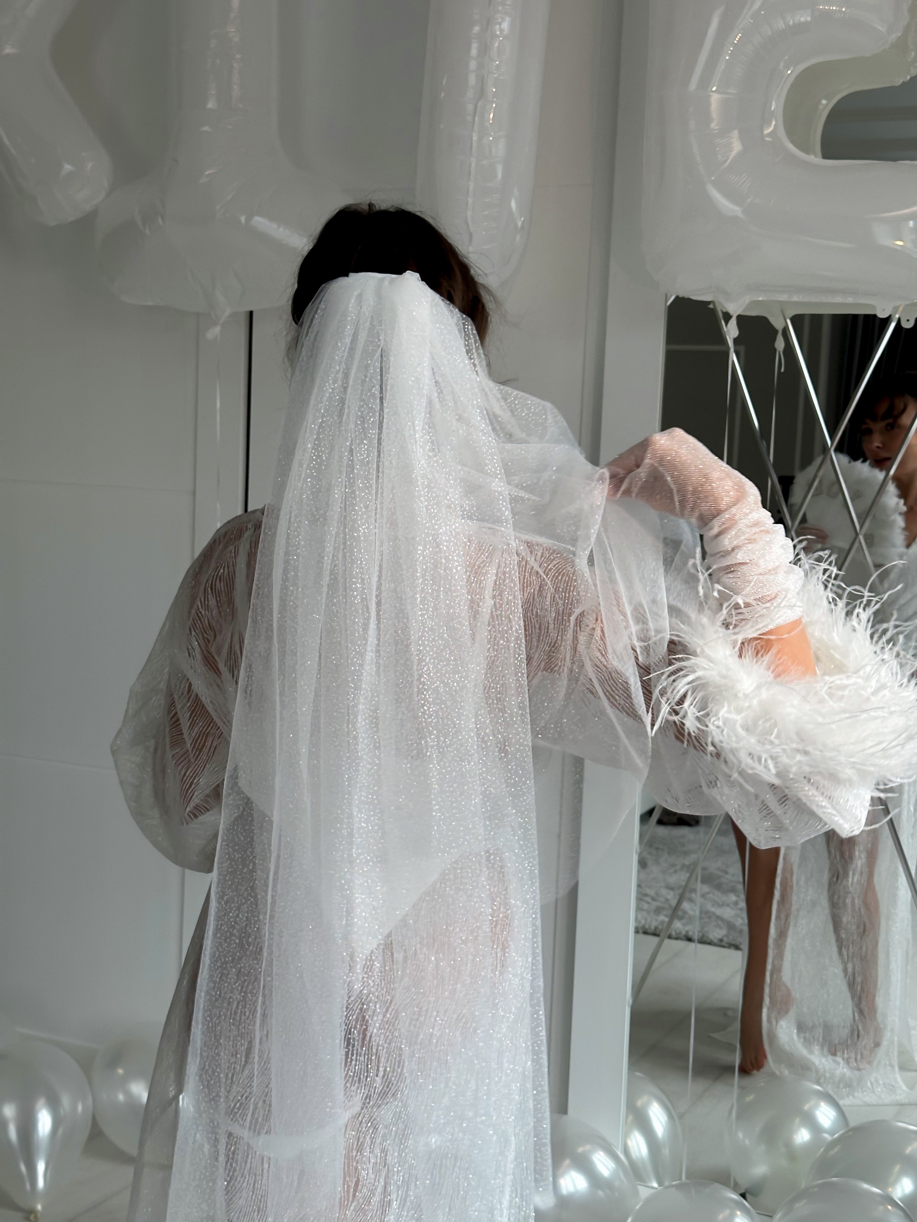 Sparkly Bridal Veil • Two-Tier Glitter Shimmer Wedding Veil