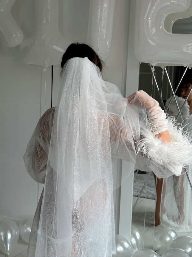 Sparkly Bridal Veil • Two-Tier Glitter Shimmer Wedding Veil