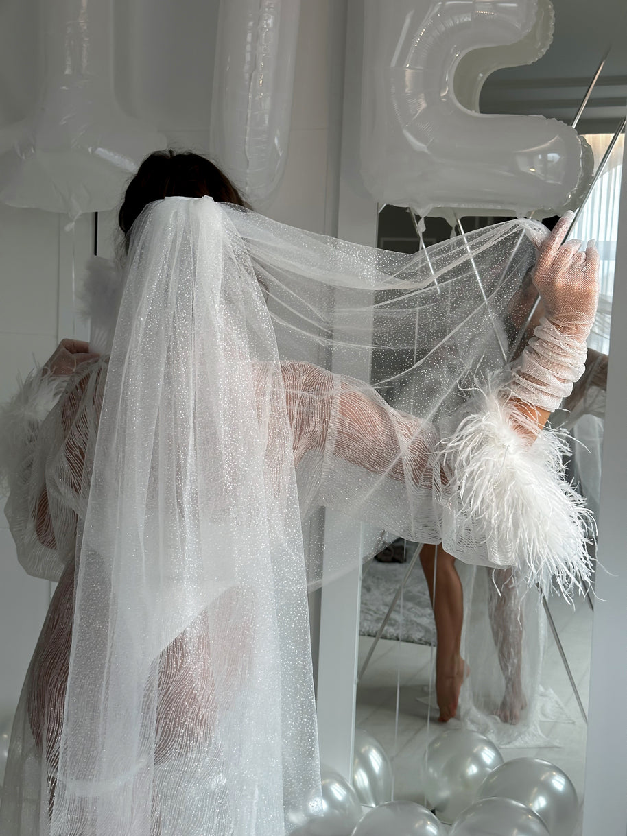 Sparkly Bridal Veil • Two-Tier Glitter Shimmer Wedding Veil