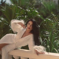 Luminous Luxe - Glitter Bridal Robe with Feathers