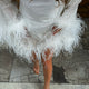 Glamorous Silver Glitter Dress with Ostrich Feather Details