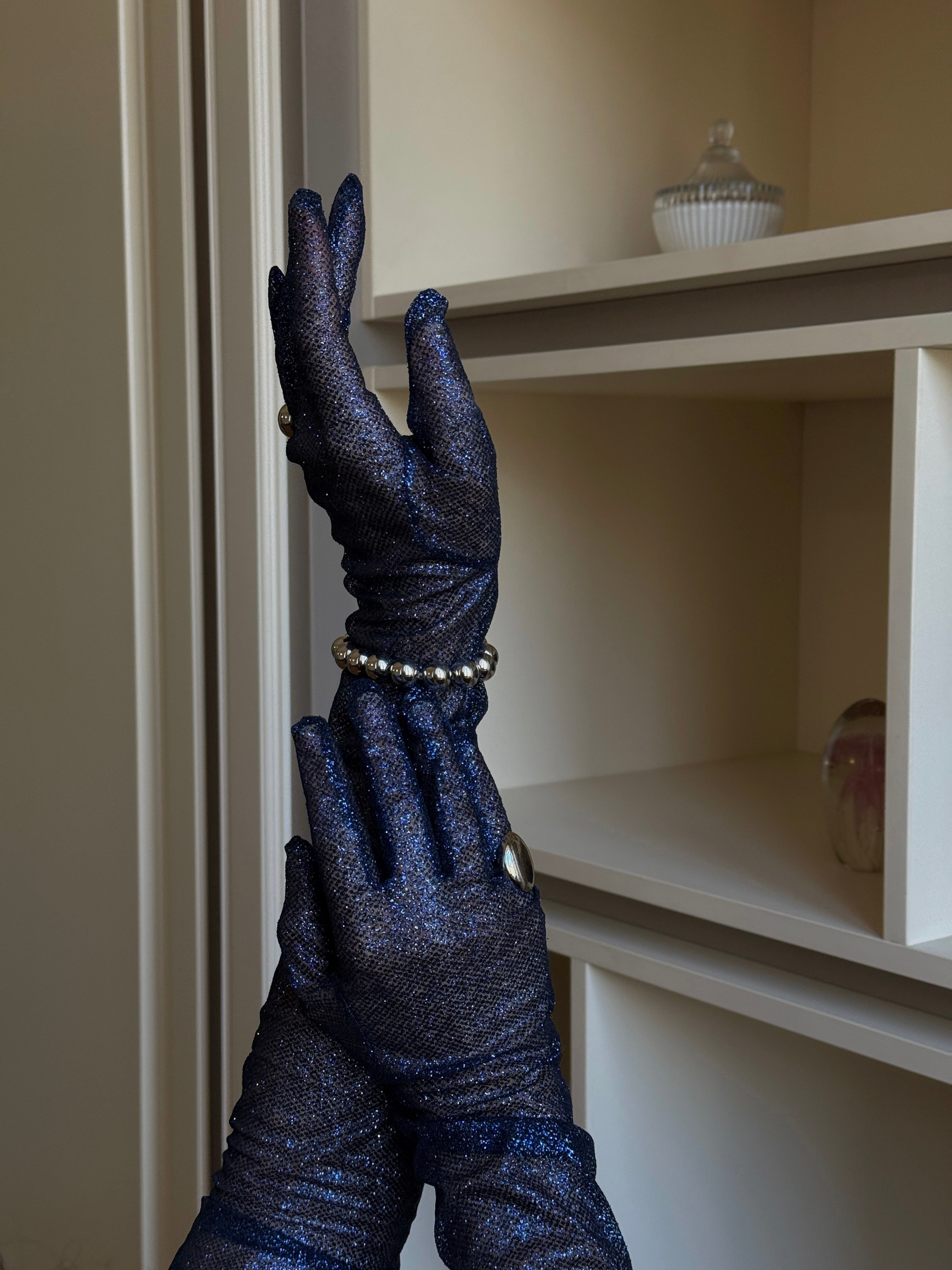 Midnight Glitter Opera Gloves