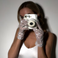 Luxe Short Glitter White Gloves