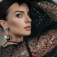 Enchanting Night - Black Sheer Robe with Beads, Sequins, and Feathered Sleeves